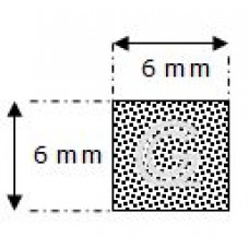 Rechthoekig mosrubber snoer | 6 x 6 mm | rol 100 meter